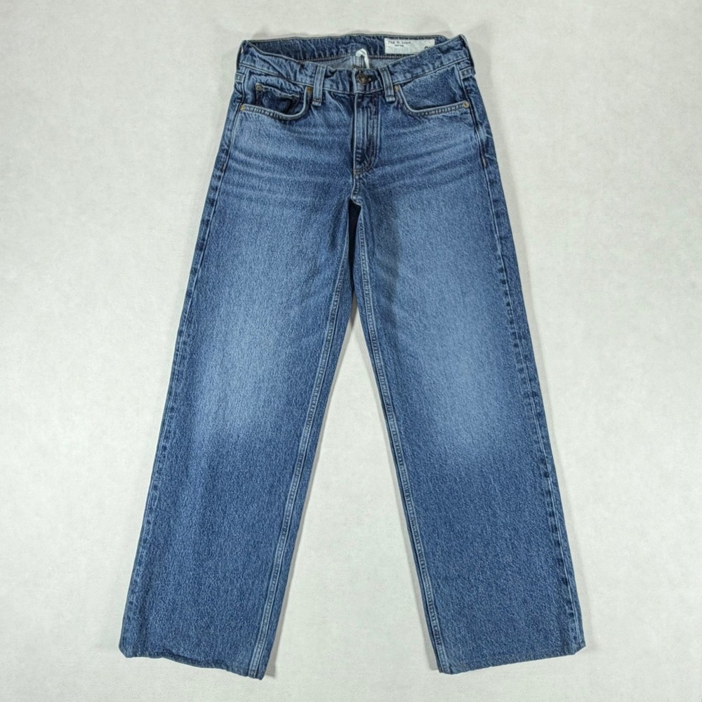 Rag & Bone Saige Low-Rise Relaxed Straight Leg Jeans Medium Wash Blue Size 25